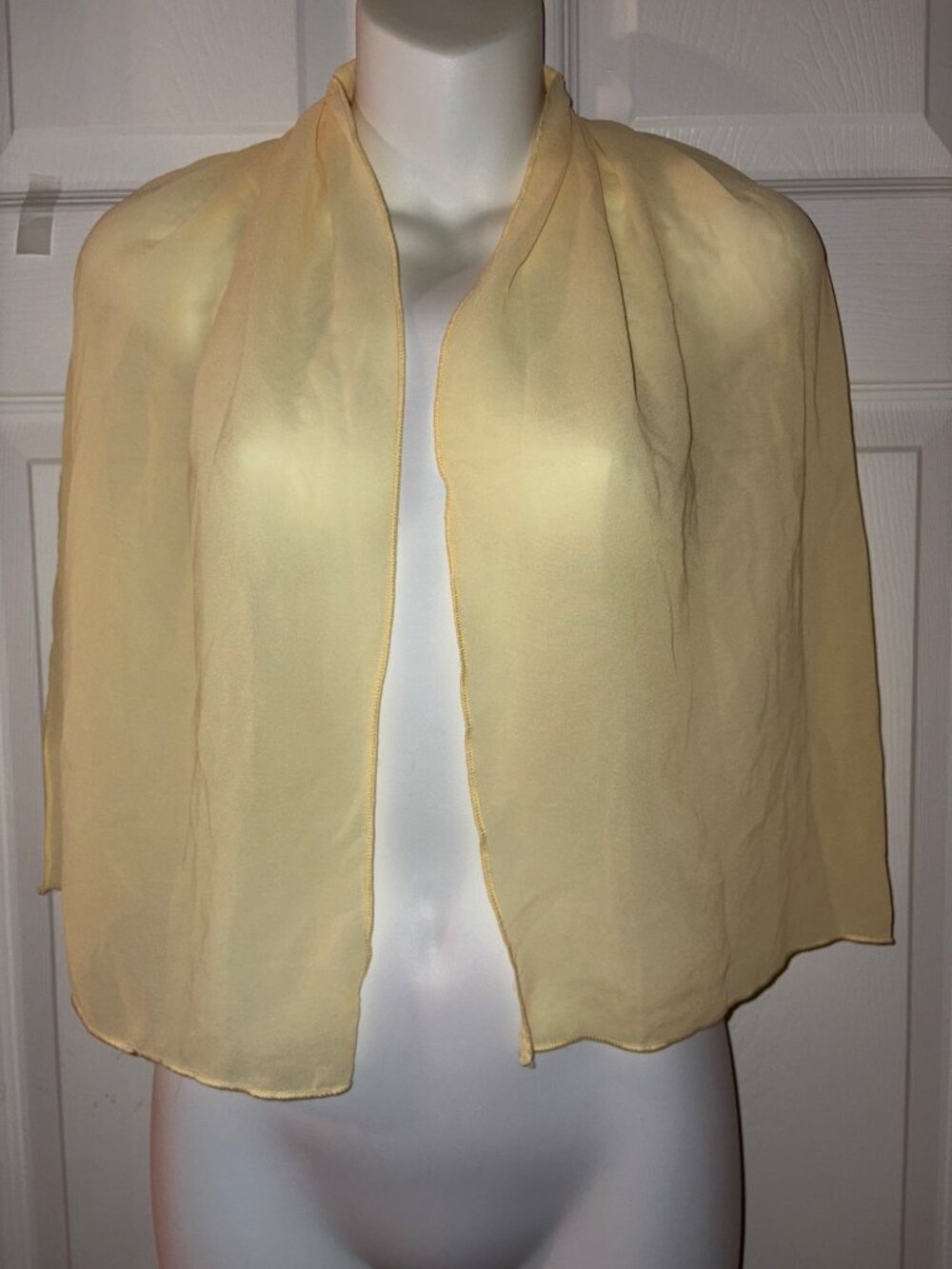 Yellow Sheer Chiffon Shoulder Wrap With Colorful Embellished Detail - Lightweigh